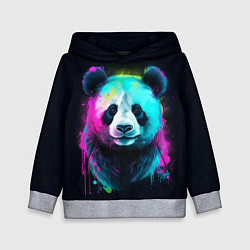 Толстовка-худи детская Панда в неоновых красках, цвет: 3D-меланж
