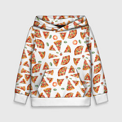 Детская толстовка Кусочки пиццы - паттерн на белом