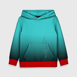 Толстовка-худи детская Силуэт лисы на градиентном фоне, цвет: 3D-красный