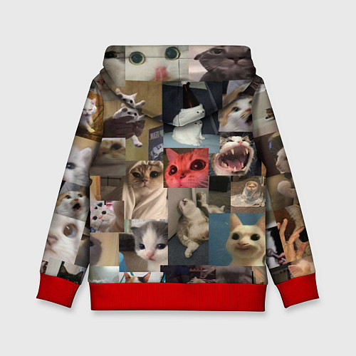 Детская толстовка Мемные котики / 3D-Красный – фото 2