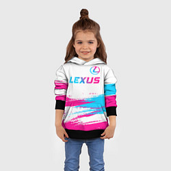 Толстовка-худи детская Lexus neon gradient style: символ сверху, цвет: 3D-черный — фото 2