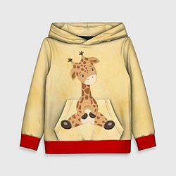 Толстовка-худи детская Малыш жираф, цвет: 3D-красный