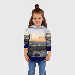 Толстовка-худи детская Закат солнца на Финском заливе, цвет: 3D-синий — фото 2