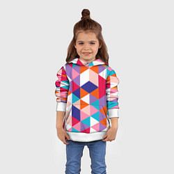 Толстовка-худи детская Ромбический разноцветный паттерн, цвет: 3D-белый — фото 2