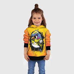 Толстовка-худи детская Цветной воробей, цвет: 3D-черный — фото 2