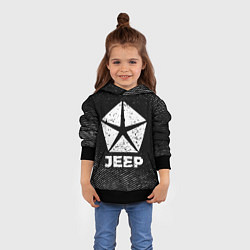 Толстовка-худи детская Jeep с потертостями на темном фоне, цвет: 3D-черный — фото 2
