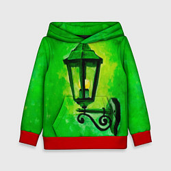 Толстовка-худи детская Уличный зелёный фонарь, цвет: 3D-красный