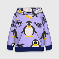 Толстовка-худи детская Пингвин и веточка, цвет: 3D-синий