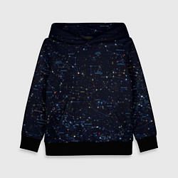 Толстовка-худи детская Звездное небо созвездия, цвет: 3D-черный