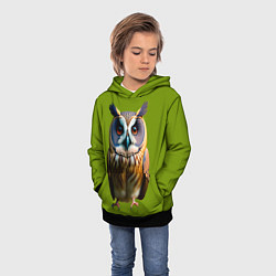 Толстовка-худи детская Разноцветная сова, цвет: 3D-черный — фото 2