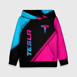 Детская толстовка Tesla - neon gradient: надпись, символ