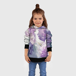 Толстовка-худи детская Сирень и Пионы Акварель, цвет: 3D-черный — фото 2