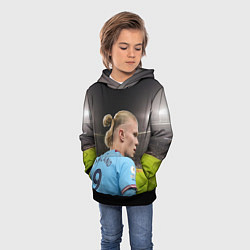 Толстовка-худи детская Эрлинг Холанд Манчестер, цвет: 3D-черный — фото 2