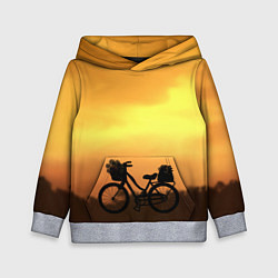 Толстовка-худи детская Велосипед на закате, цвет: 3D-меланж