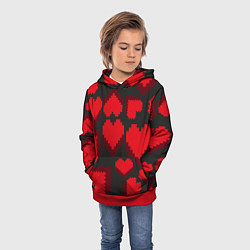 Толстовка-худи детская Pixel hearts, цвет: 3D-красный — фото 2