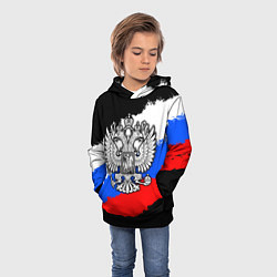 Толстовка-худи детская Триколор - герб РФ, цвет: 3D-черный — фото 2