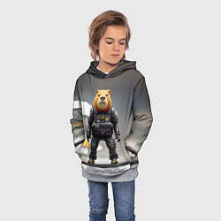 Толстовка-худи детская Капи полицейский - киберпанк - нейросеть, цвет: 3D-меланж — фото 2