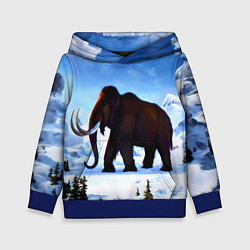 Толстовка-худи детская Мамонт ледникового периода, цвет: 3D-синий