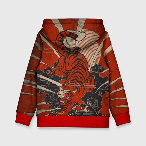 Детская толстовка Тигр в японском стиле / 3D-Красный – фото 2