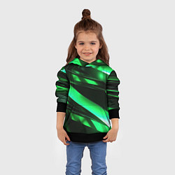 Толстовка-худи детская Зеленая неоновая абстракция, цвет: 3D-черный — фото 2