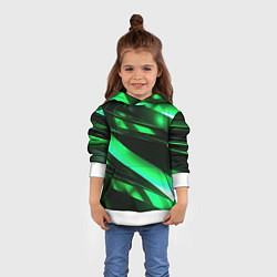 Толстовка-худи детская Зеленая неоновая абстракция, цвет: 3D-белый — фото 2
