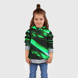 Толстовка-худи детская Зеленая неоновая абстракция, цвет: 3D-меланж — фото 2