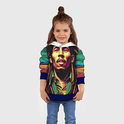 Толстовка-худи детская Digital Art Bob Marley in the field, цвет: 3D-синий — фото 2