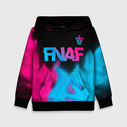 Толстовка-худи детская FNAF - neon gradient: символ сверху, цвет: 3D-черный