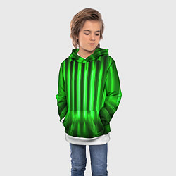Толстовка-худи детская Зеленые неоновый световой фон, цвет: 3D-белый — фото 2