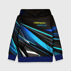 Толстовка-худи детская Cyberpunk 2077 phantom liberty black blue abstract, цвет: 3D-синий