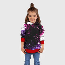 Толстовка-худи детская Неоновые звезды - neon, цвет: 3D-красный — фото 2