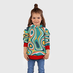 Толстовка-худи детская Разлитая краска разводами, цвет: 3D-красный — фото 2