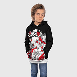 Толстовка-худи детская Клинок рассекающий демонов - незуко комадо, цвет: 3D-белый — фото 2