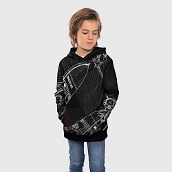 Толстовка-худи детская Чертеж ракеты, цвет: 3D-черный — фото 2
