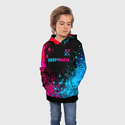 Толстовка-худи детская CreepyPasta - neon gradient: символ сверху, цвет: 3D-черный — фото 2
