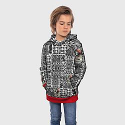 Толстовка-худи детская Орнамент древних цивилизаций, цвет: 3D-красный — фото 2