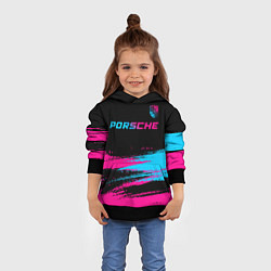 Толстовка-худи детская Porsche - neon gradient: символ сверху, цвет: 3D-черный — фото 2