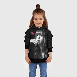 Толстовка-худи детская Blackpink Lisa in leather jacket, цвет: 3D-черный — фото 2
