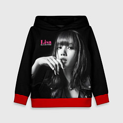 Толстовка-худи детская Blackpink Lisa in leather jacket, цвет: 3D-красный