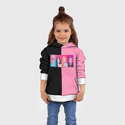 Толстовка-худи детская Группа Black pink на черно-розовом фоне, цвет: 3D-белый — фото 2