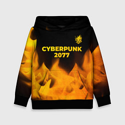 Толстовка-худи детская Cyberpunk 2077 - gold gradient: символ сверху, цвет: 3D-черный