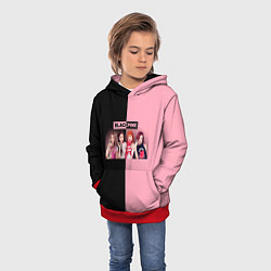 Толстовка-худи детская Черно-розовый градиент Black Pink, цвет: 3D-красный — фото 2