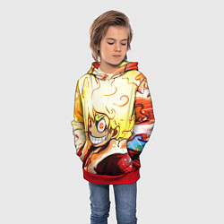 Толстовка-худи детская Луффи 5 гир бог Ника - One Piece, цвет: 3D-красный — фото 2