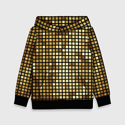 Толстовка-худи детская Золотая мозаика, поверхность диско шара, цвет: 3D-черный