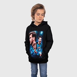 Толстовка-худи детская Хвича Кварацхелия ФК Наполи, цвет: 3D-черный — фото 2