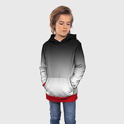 Толстовка-худи детская Black and white gradient, цвет: 3D-красный — фото 2