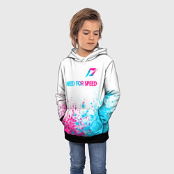 Толстовка-худи детская Need for Speed neon gradient style: символ сверху, цвет: 3D-черный — фото 2