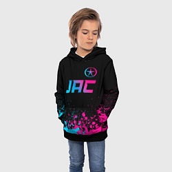 Толстовка-худи детская JAC - neon gradient: символ сверху, цвет: 3D-черный — фото 2