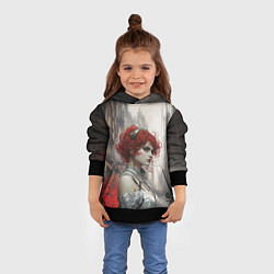 Толстовка-худи детская Рыжая девушка на променаде, цвет: 3D-черный — фото 2
