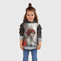 Толстовка-худи детская Рыжая девушка на променаде, цвет: 3D-меланж — фото 2